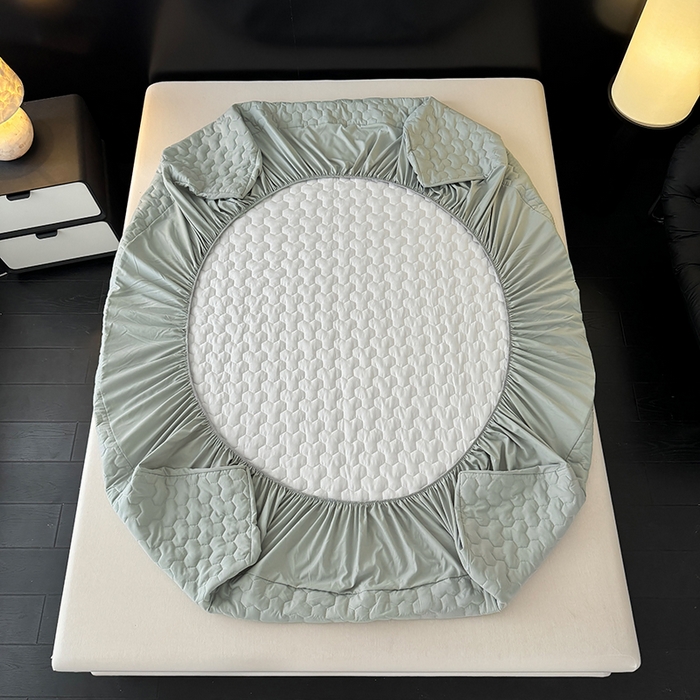 91家纺网 家纺一手货源 找家纺 十一家居 2025新款A类磨毛夹棉床笠 浅灰