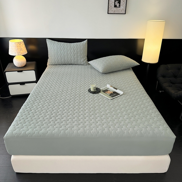 91家纺网 家纺一手货源 找家纺 十一家居 2025新款A类磨毛夹棉床笠 浅灰