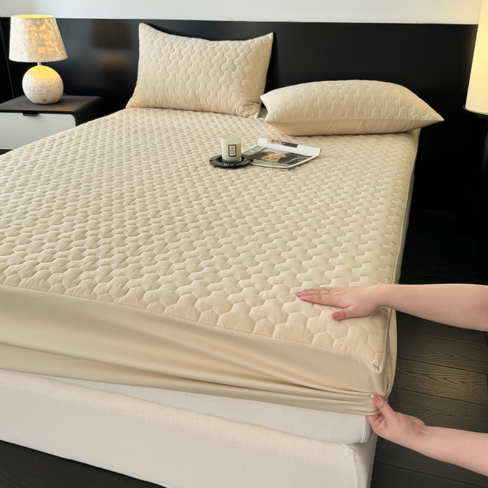 91家纺网 家纺一手货源 找家纺 十一家居 2025新款A类磨毛夹棉床笠 卡其