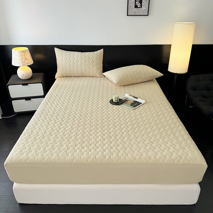 91家纺网 家纺一手货源 找家纺 十一家居 2025新款A类磨毛夹棉床笠 卡其