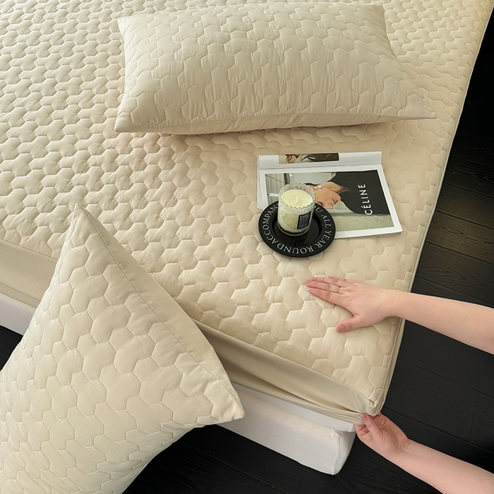 91家纺网 家纺一手货源 找家纺 十一家居 2025新款A类磨毛夹棉床笠 卡其