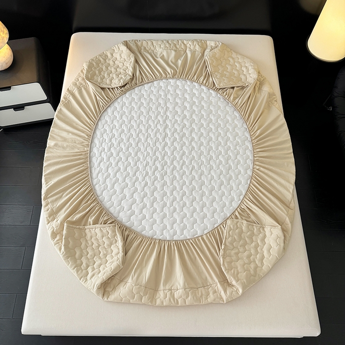 91家纺网 家纺一手货源 找家纺 十一家居 2025新款A类磨毛夹棉床笠 卡其