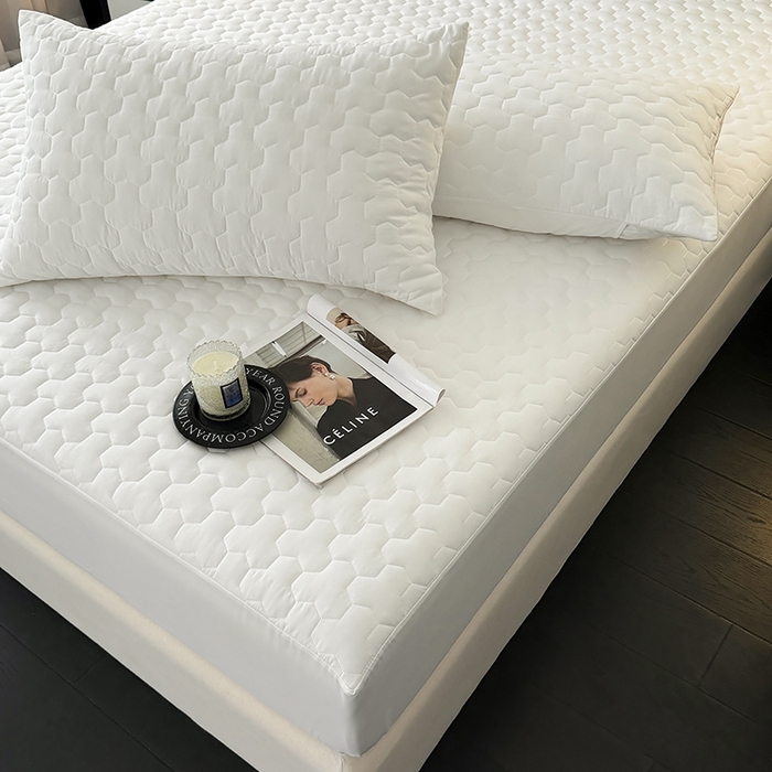 91家纺网 家纺一手货源 找家纺 十一家居 2025新款A类磨毛夹棉床笠 本白