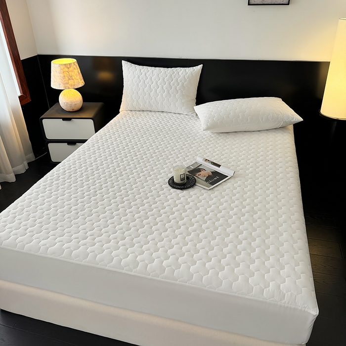 91家纺网 家纺一手货源 找家纺 十一家居 2025新款A类磨毛夹棉床笠 本白