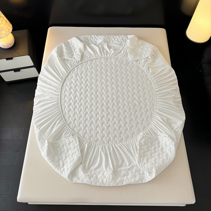 91家纺网 家纺一手货源 找家纺 十一家居 2025新款A类磨毛夹棉床笠 本白