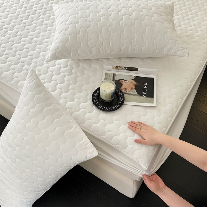 91家纺网 家纺一手货源 找家纺 十一家居 2025新款A类磨毛夹棉床笠 本白