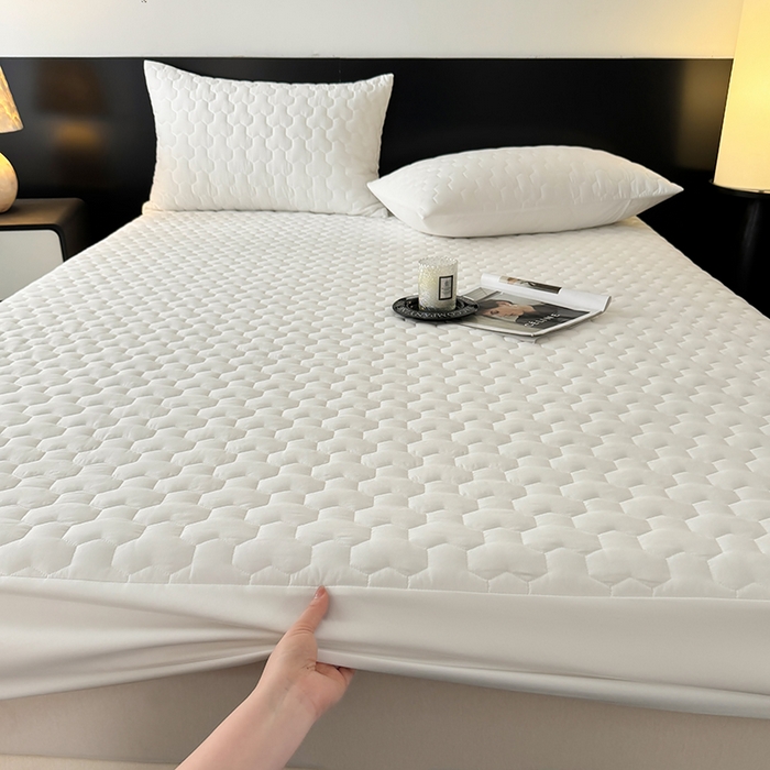 91家纺网 家纺一手货源 找家纺 十一家居 2025新款A类磨毛夹棉床笠 本白