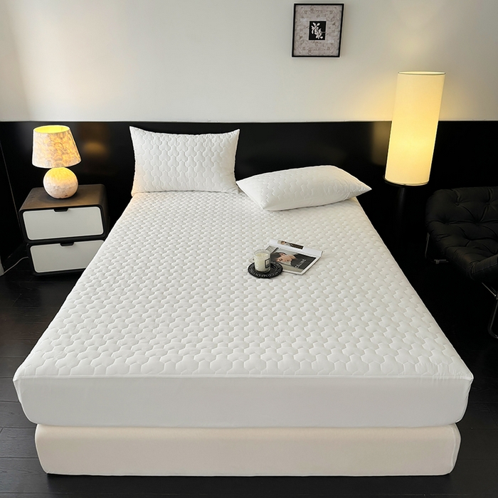 91家纺网 家纺一手货源 找家纺 十一家居 2025新款A类磨毛夹棉床笠 本白