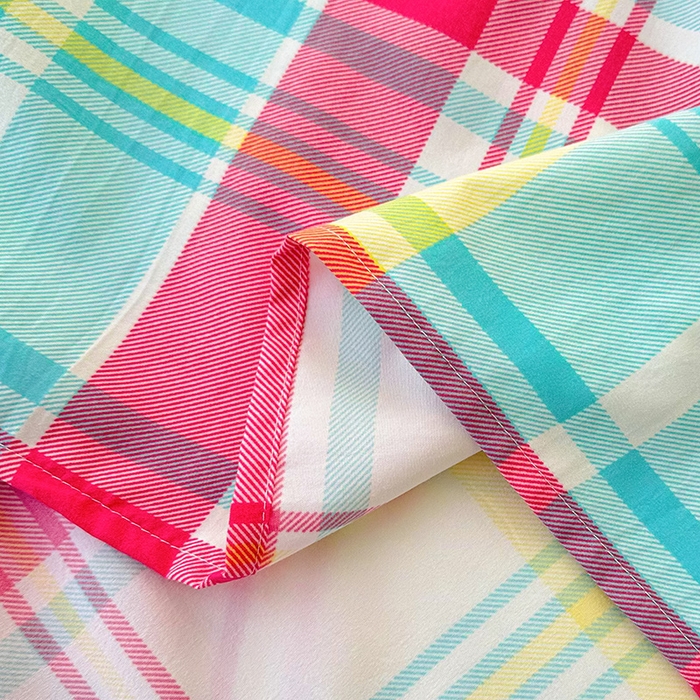 91家纺网 家纺一手货源 找家纺 雨彤家纺 2025新款A类母婴级软糯糯云朵水洗棉床单 春彩格