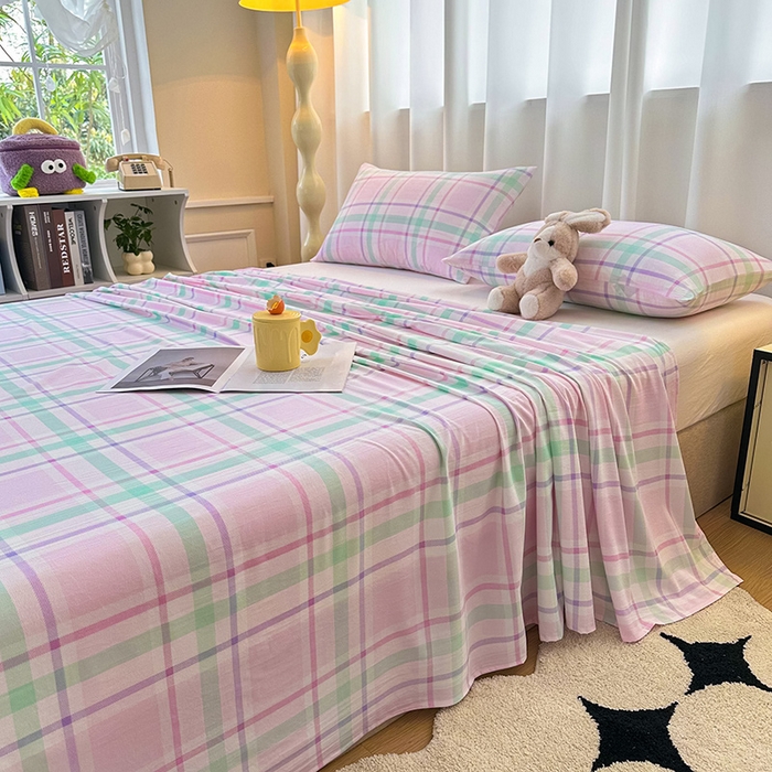 91家纺网 家纺一手货源 找家纺 雨彤家纺 2025新款A类母婴级软糯糯云朵水洗棉床单 百川-红