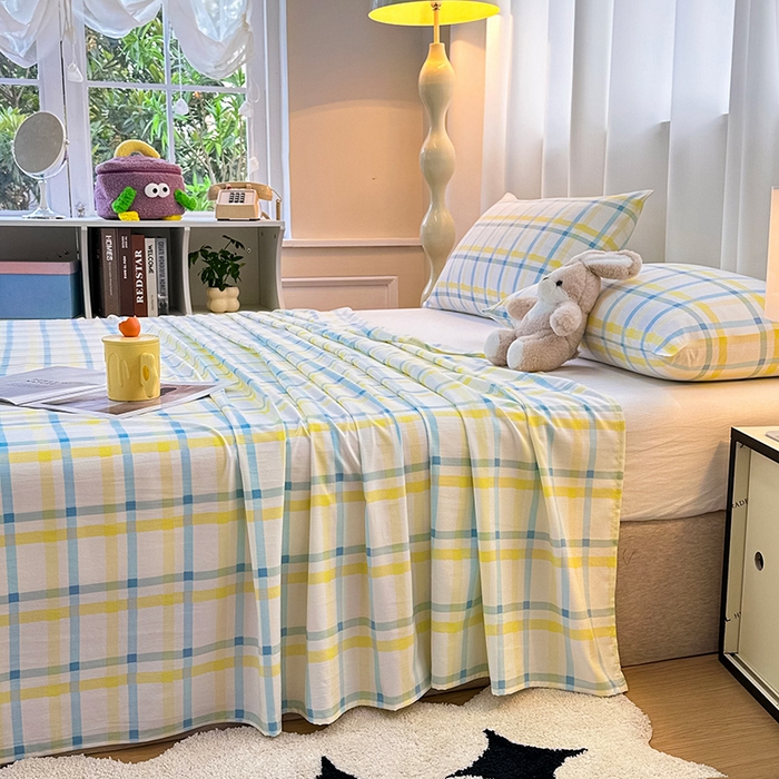 91家纺网 家纺一手货源 找家纺 雨彤家纺 2025新款A类母婴级软糯糯云朵水洗棉床单 格心生活