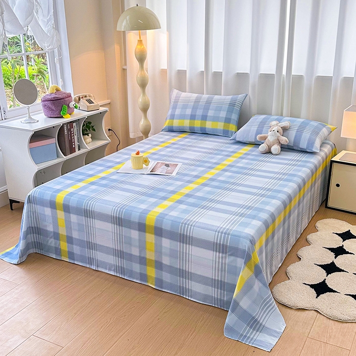 91家纺网 家纺一手货源 找家纺 雨彤家纺 2025新款A类母婴级软糯糯云朵水洗棉床单 安格尔-蓝