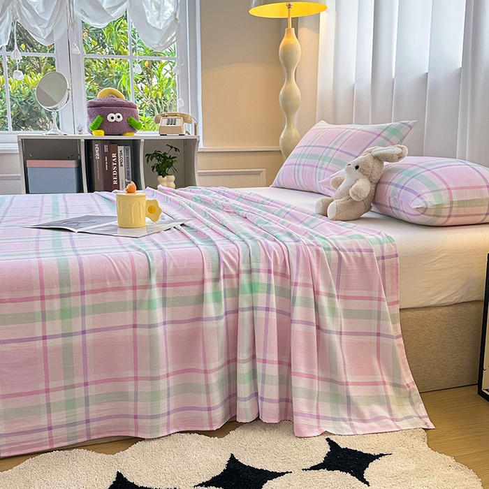 91家纺网 家纺一手货源 找家纺 雨彤家纺 2025新款A类母婴级软糯糯云朵水洗棉床单 百川-红