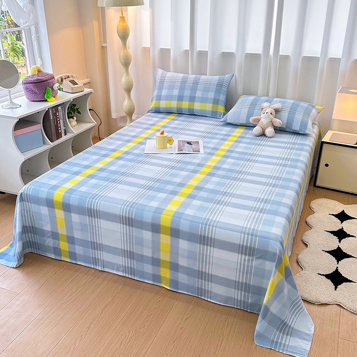 91家纺网 家纺一手货源 找家纺 雨彤家纺 2025新款A类母婴级软糯糯云朵水洗棉床单 安格尔-蓝