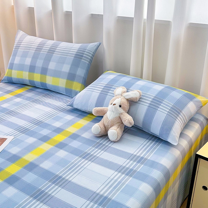 91家纺网 家纺一手货源 找家纺 雨彤家纺 2025新款A类母婴级软糯糯云朵水洗棉床单 安格尔-蓝