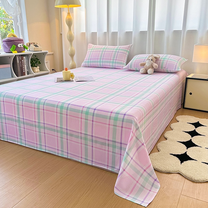 91家纺网 家纺一手货源 找家纺 雨彤家纺 2025新款A类母婴级软糯糯云朵水洗棉床单 百川-红