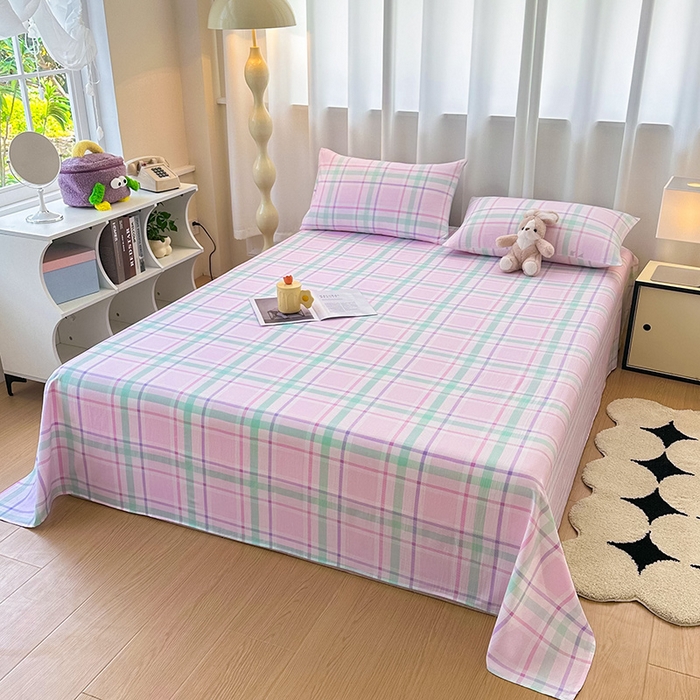 91家纺网 家纺一手货源 找家纺 雨彤家纺 2025新款A类母婴级软糯糯云朵水洗棉床单 百川-红