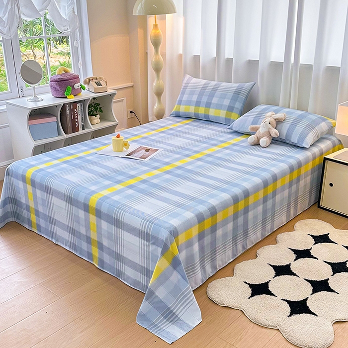 91家纺网 家纺一手货源 找家纺 雨彤家纺 2025新款A类母婴级软糯糯云朵水洗棉床单 安格尔-蓝