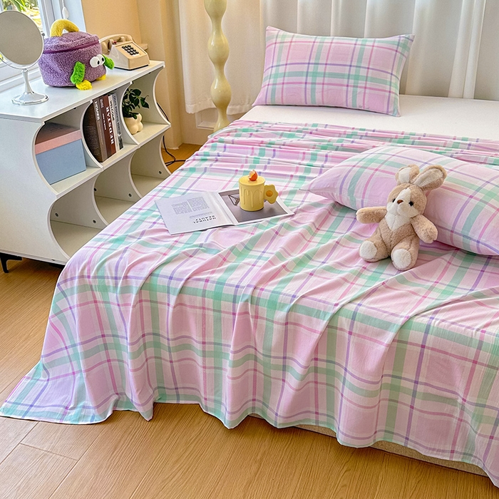 91家纺网 家纺一手货源 找家纺 雨彤家纺 2025新款A类母婴级软糯糯云朵水洗棉床单 百川-红