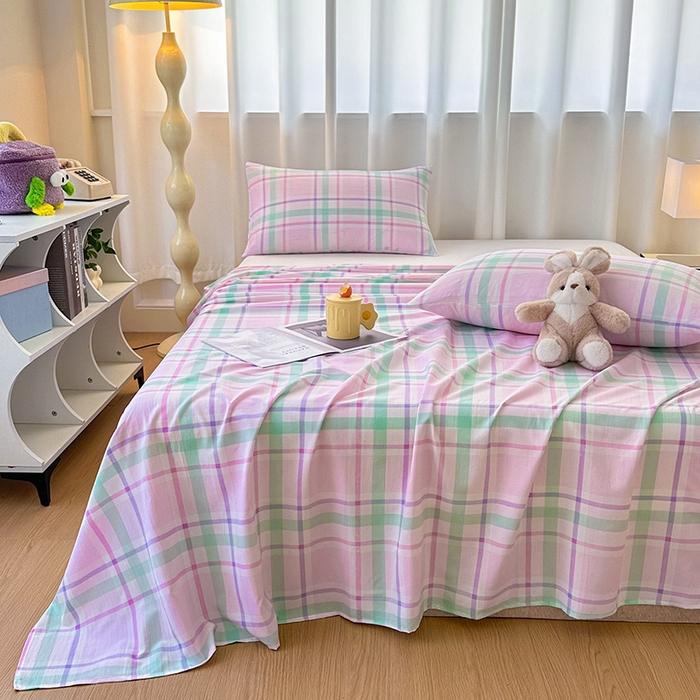 91家纺网 家纺一手货源 找家纺 雨彤家纺 2025新款A类母婴级软糯糯云朵水洗棉床单 百川-红