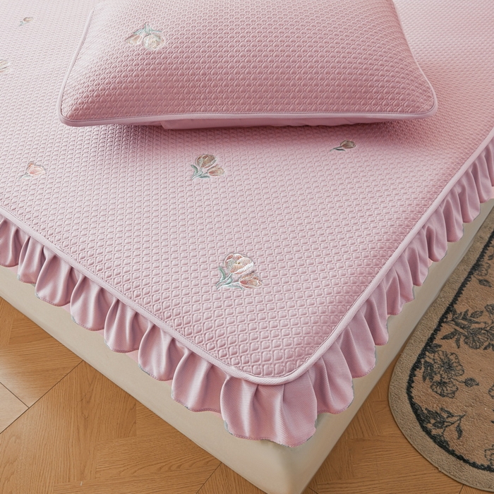 91家纺网 家纺一手货源 找家纺 （总）爱思凯家纺 2025新款凉感冰豆豆凉席床笠款-花边款