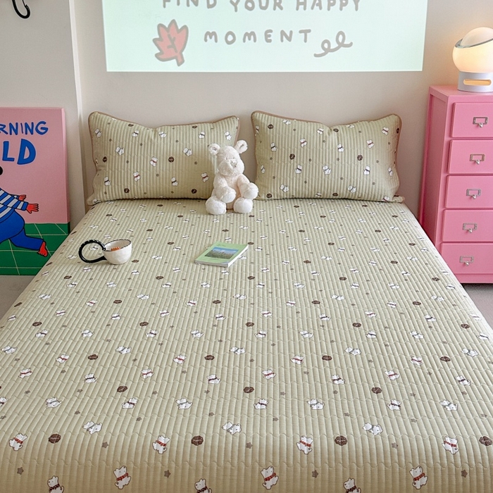 91家纺网 家纺一手货源 找家纺 琳可家居 2025新款13070印花款双面全棉全棉床盖 萌趣狗