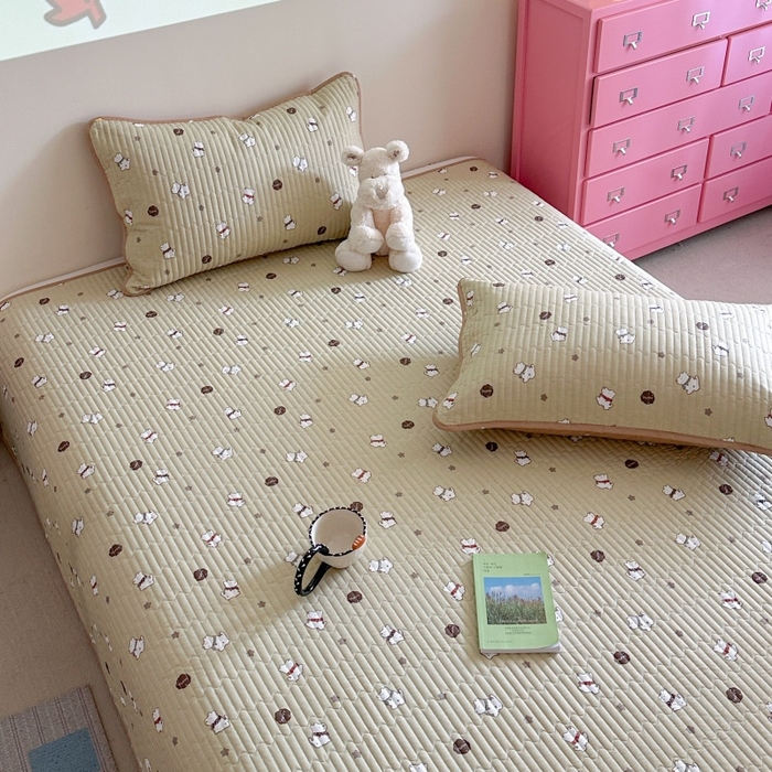 91家纺网 家纺一手货源 找家纺 琳可家居 2025新款13070印花款双面全棉全棉床盖 萌趣狗