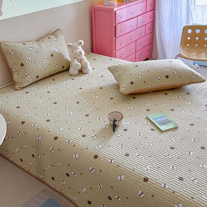 91家纺网 家纺一手货源 找家纺 琳可家居 2025新款13070印花款双面全棉全棉床盖 萌趣狗