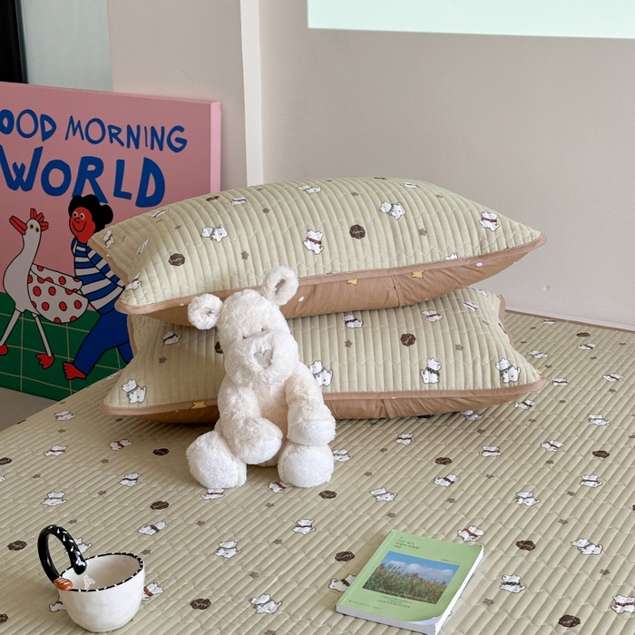 91家纺网 家纺一手货源 找家纺 琳可家居 2025新款13070印花款双面全棉全棉床盖 萌趣狗