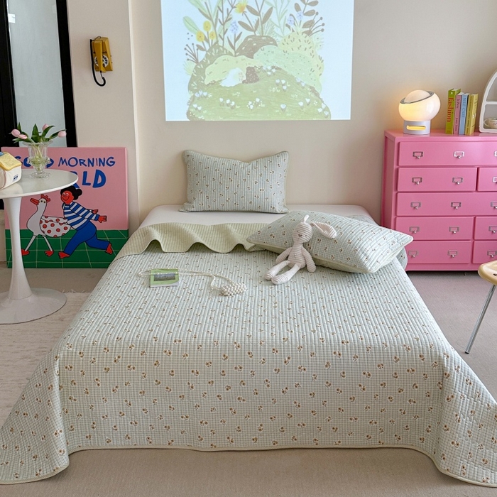 91家纺网 家纺一手货源 找家纺 琳可家居 2025新款13070印花款双面全棉全棉床盖 雏菊