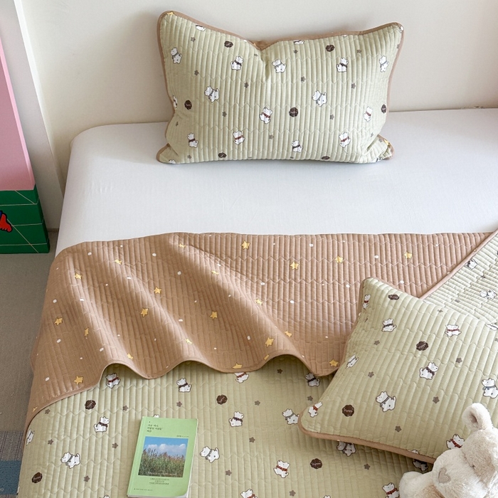 91家纺网 家纺一手货源 找家纺 琳可家居 2025新款13070印花款双面全棉全棉床盖 萌趣狗