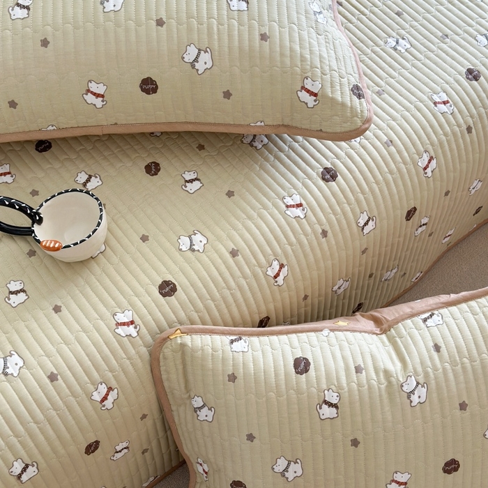 91家纺网 家纺一手货源 找家纺 琳可家居 2025新款13070印花款双面全棉全棉床盖 萌趣狗