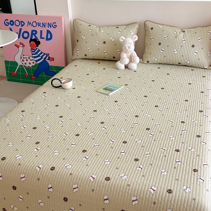 91家纺网 家纺一手货源 找家纺 琳可家居 2025新款13070印花款双面全棉全棉床盖 萌趣狗