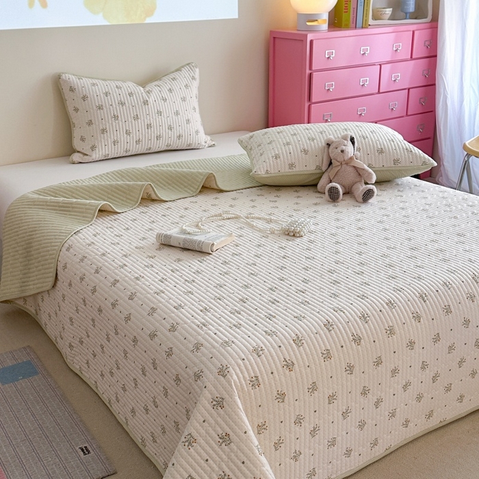 91家纺网 家纺一手货源 找家纺 琳可家居 2025新款13070印花款双面全棉全棉床盖 素韵