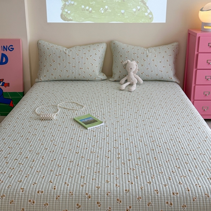 91家纺网 家纺一手货源 找家纺 琳可家居 2025新款13070印花款双面全棉全棉床盖 雏菊