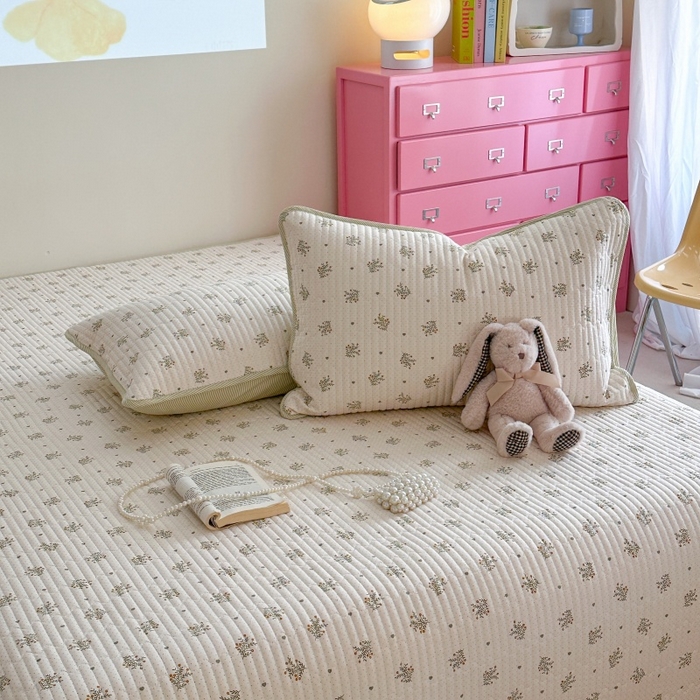 91家纺网 家纺一手货源 找家纺 琳可家居 2025新款13070印花款双面全棉全棉床盖 素韵