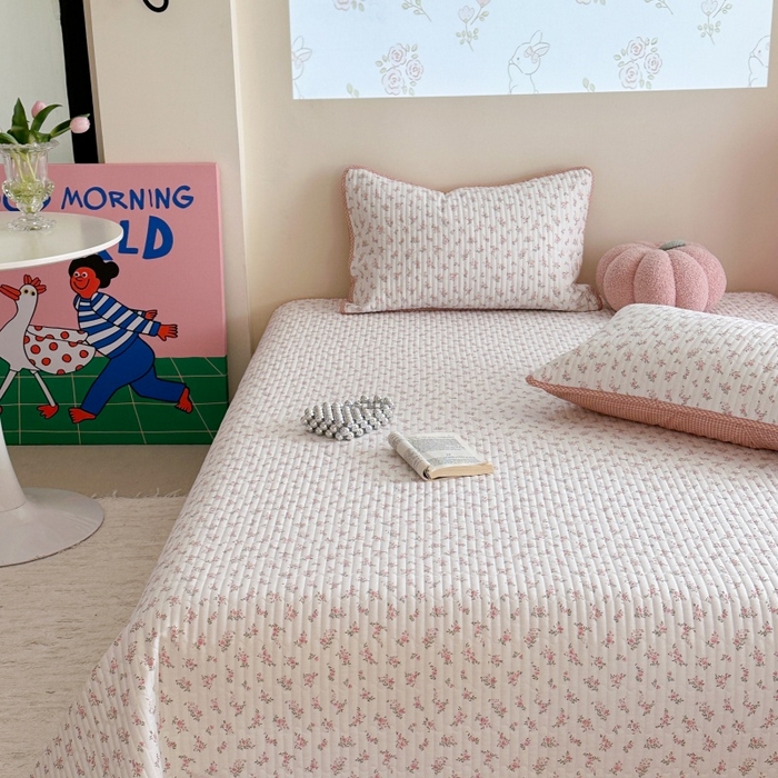 91家纺网 家纺一手货源 找家纺 琳可家居 2025新款13070印花款双面全棉全棉床盖 兰馨