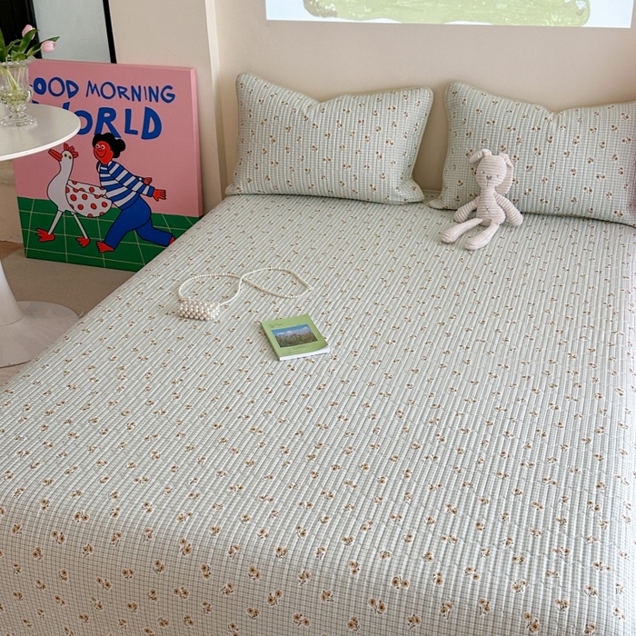 91家纺网 家纺一手货源 找家纺 琳可家居 2025新款13070印花款双面全棉全棉床盖 雏菊