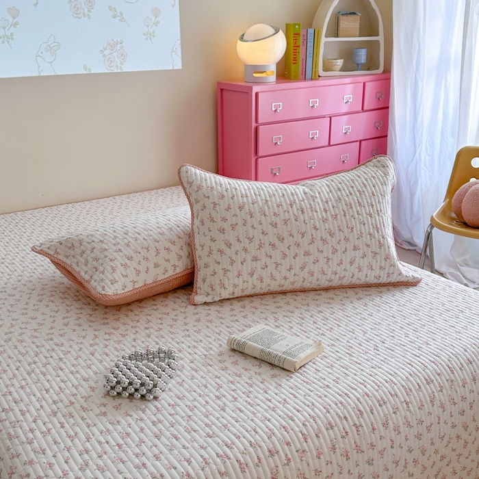 91家纺网 家纺一手货源 找家纺 琳可家居 2025新款13070印花款双面全棉全棉床盖 兰馨