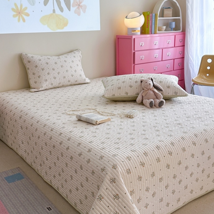 91家纺网 家纺一手货源 找家纺 琳可家居 2025新款13070印花款双面全棉全棉床盖 素韵