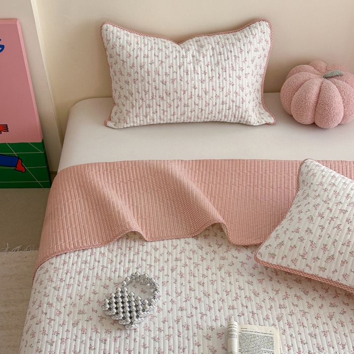 91家纺网 家纺一手货源 找家纺 琳可家居 2025新款13070印花款双面全棉全棉床盖 兰馨