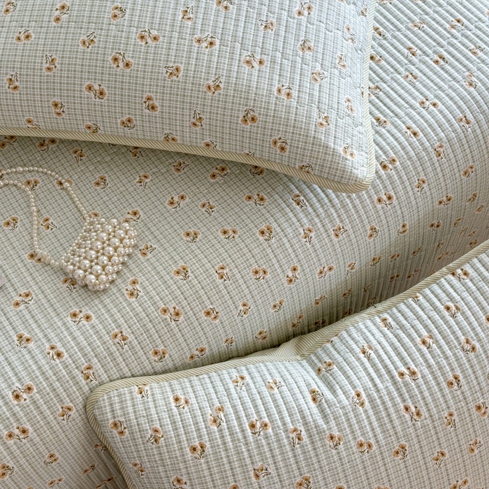 91家纺网 家纺一手货源 找家纺 琳可家居 2025新款13070印花款双面全棉全棉床盖 雏菊