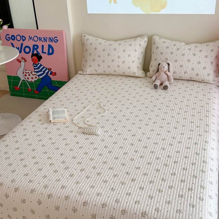 91家纺网 家纺一手货源 找家纺 琳可家居 2025新款13070印花款双面全棉全棉床盖 素韵