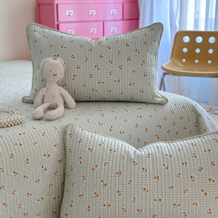 91家纺网 家纺一手货源 找家纺 琳可家居 2025新款13070印花款双面全棉全棉床盖 雏菊