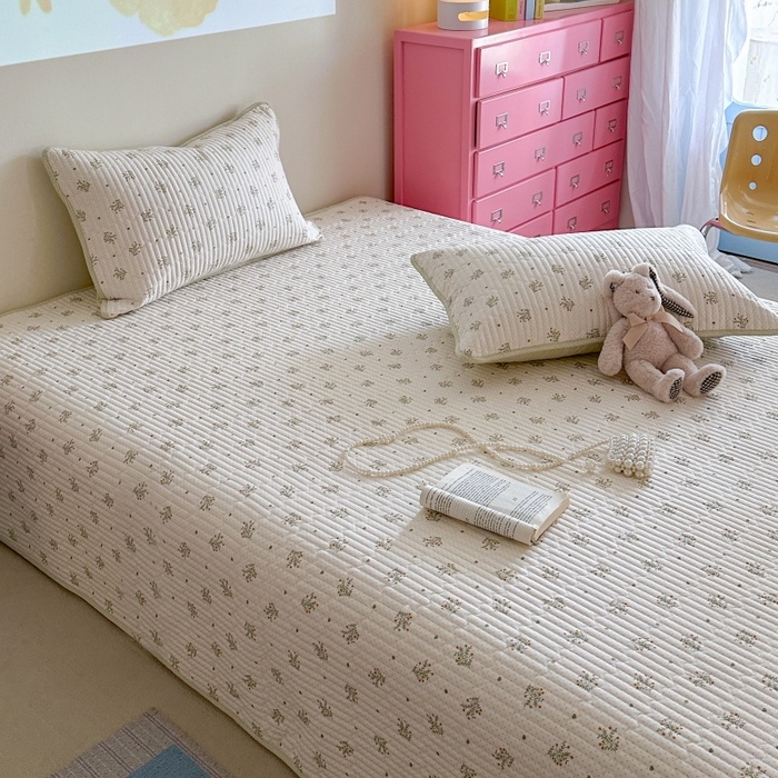 91家纺网 家纺一手货源 找家纺 琳可家居 2025新款13070印花款双面全棉全棉床盖 素韵