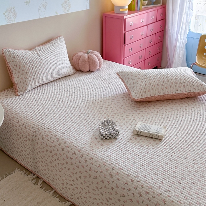 91家纺网 家纺一手货源 找家纺 琳可家居 2025新款13070印花款双面全棉全棉床盖 兰馨