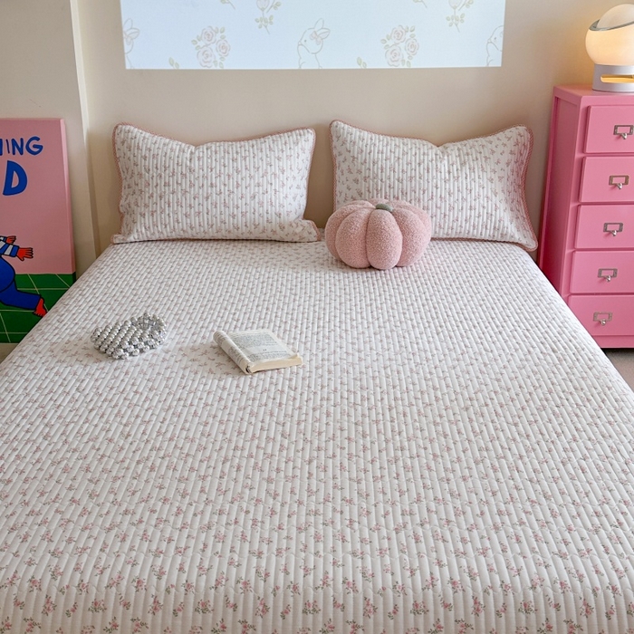 91家纺网 家纺一手货源 找家纺 琳可家居 2025新款13070印花款双面全棉全棉床盖 兰馨