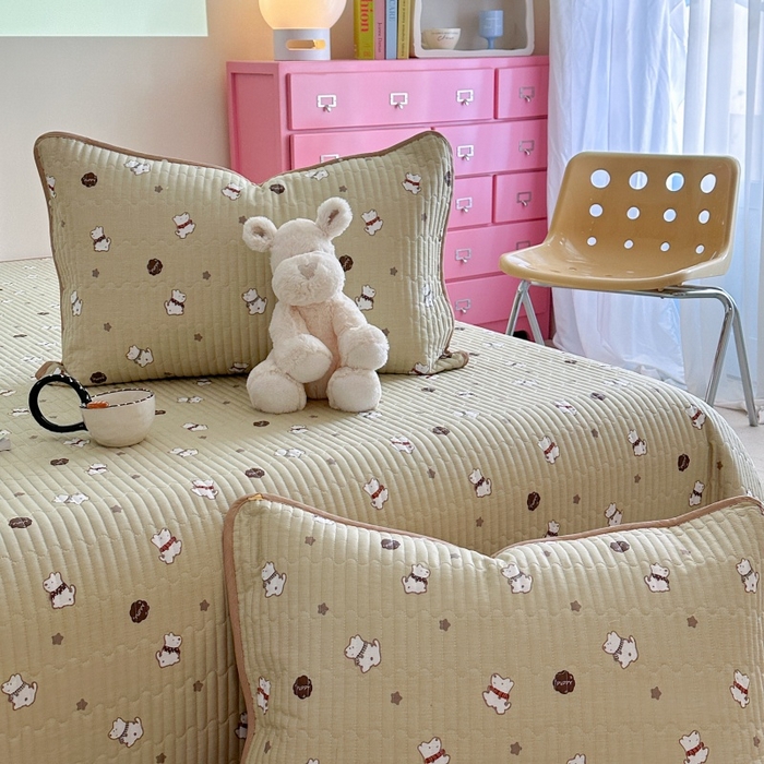 91家纺网 家纺一手货源 找家纺 琳可家居 2025新款13070印花款双面全棉全棉床盖 萌趣狗