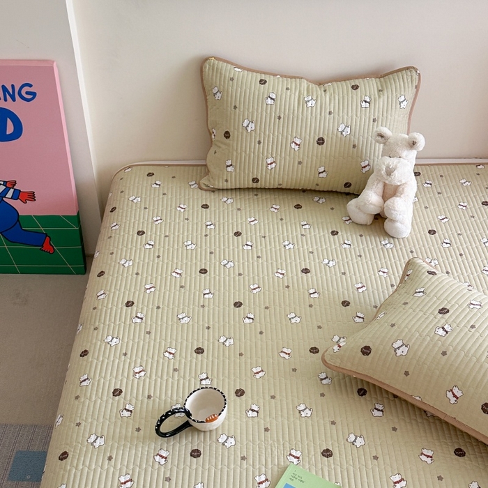 91家纺网 家纺一手货源 找家纺 琳可家居 2025新款13070印花款双面全棉全棉床盖 萌趣狗