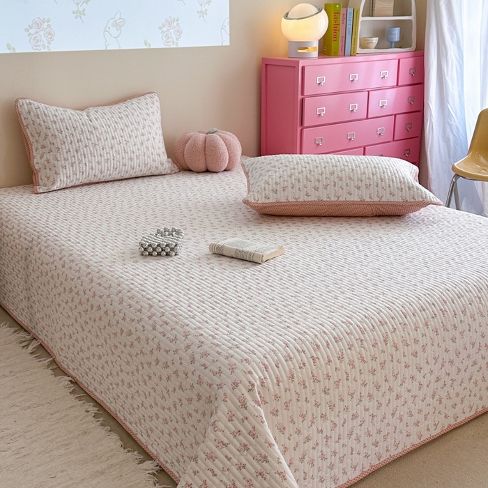 91家纺网 家纺一手货源 找家纺 琳可家居 2025新款13070印花款双面全棉全棉床盖 兰馨